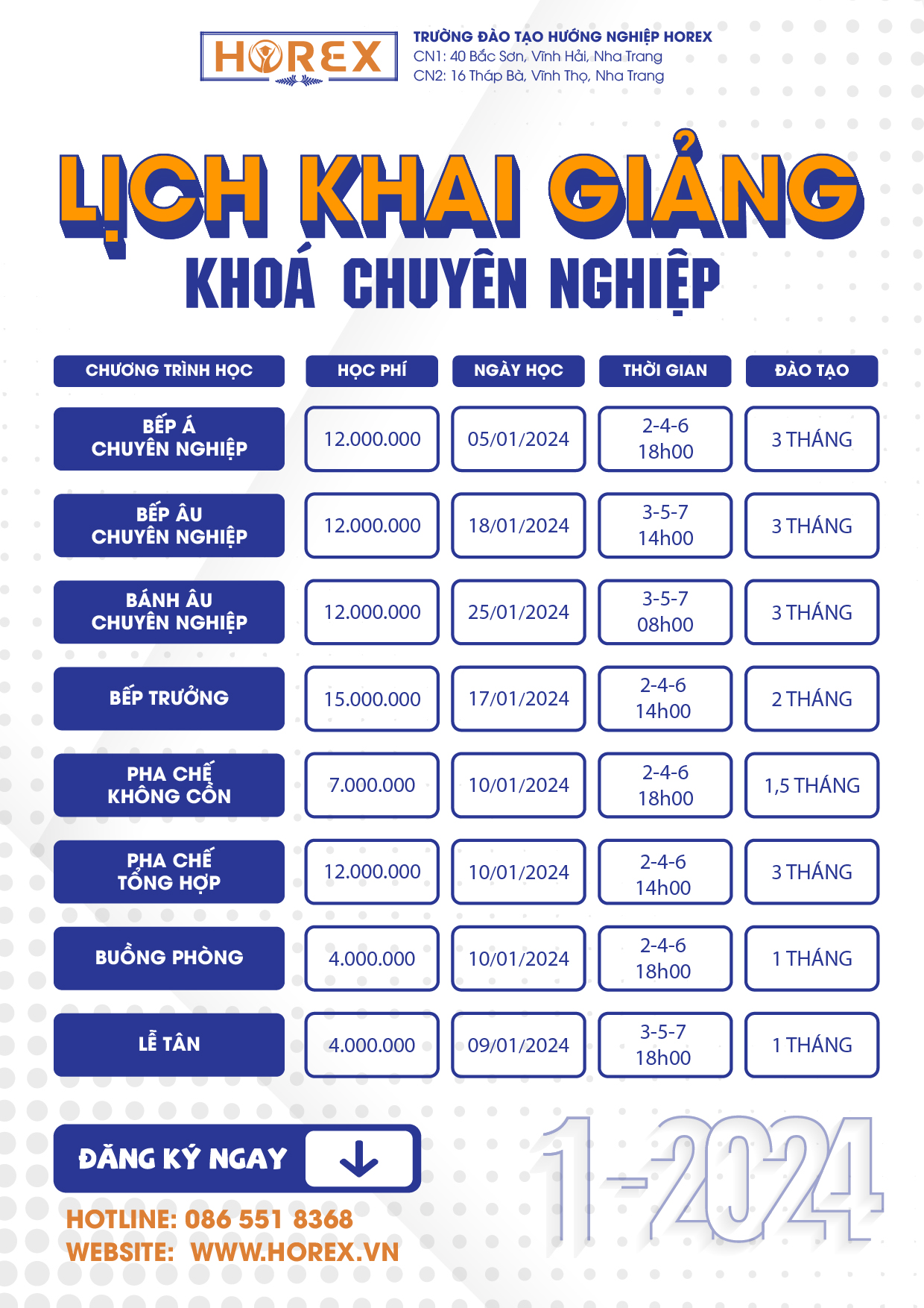 LỊCH HỌC KHOÁ CNGHIEP